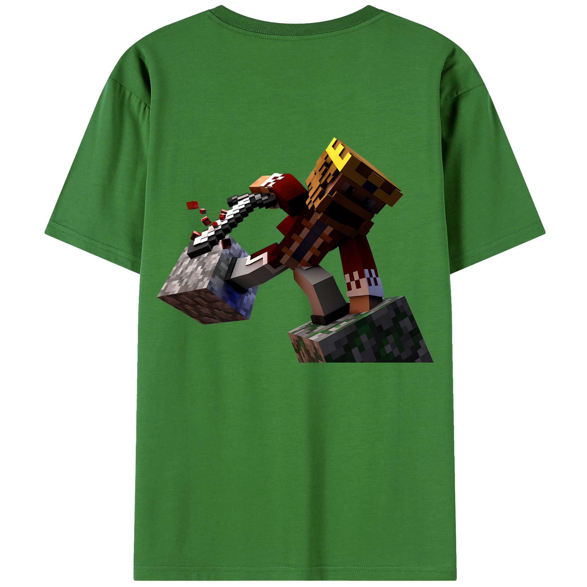 （画像用） マインクラフト ブロックの世界 Minecraft MC Block world レディース半袖Tシャツ(バックプリント)